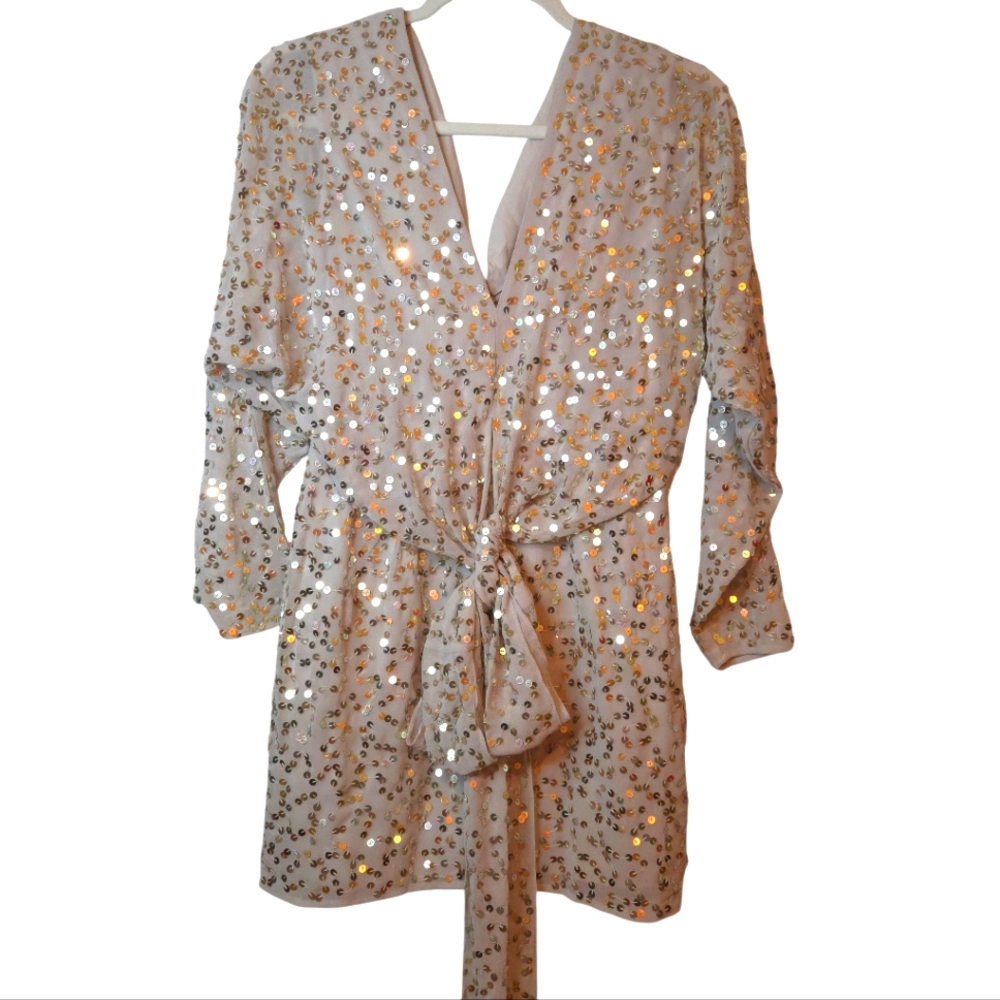 ASOS Design Petite Mini Dress w/Scatter Sequin Gold Cocktail Evening NWT 2